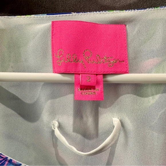 Lilly Pulitzer Silk Maxi Dress Tropical Print Chain Strap Size 2 - Picture 7 of 12